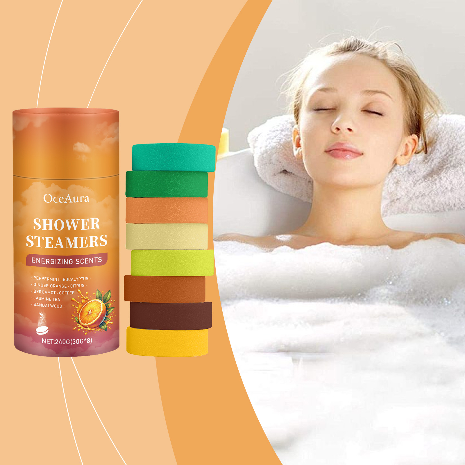 Shower Steamer Tablet - Conjunto de 8 Pastilhas Efervescentes para